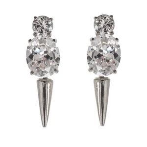 NEW/Unworn nOir Jewelry Cubic Zirconia Spike Mini Punks Earrings, Rhodium, CZ